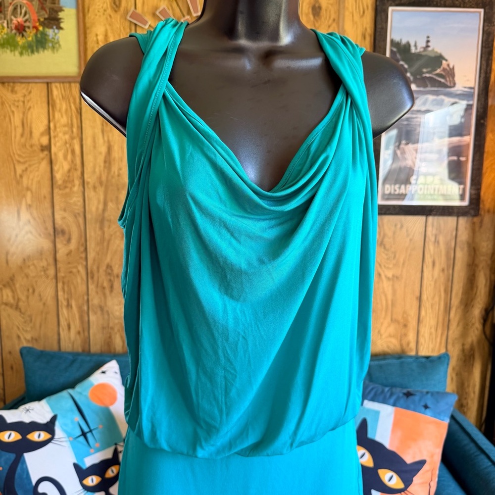 BCBGMAXAZRIA Teal Sleeveless RetrDress - Picture 2 of 12